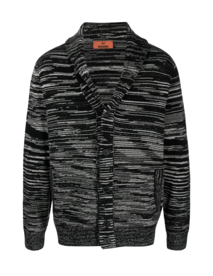 Missoni Men's Cashmere Space-dye Knitted Cardigan Black - Front View
