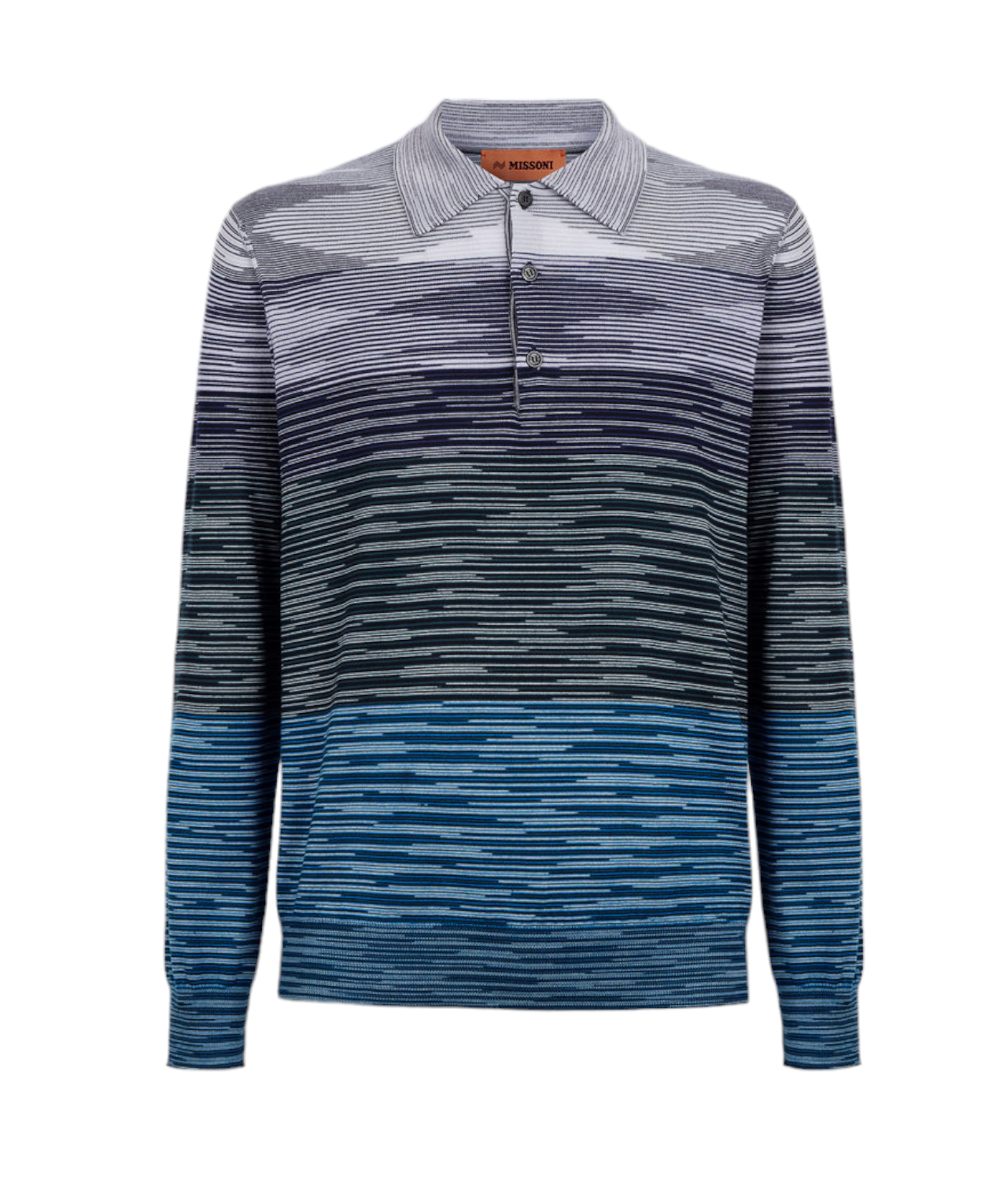 Missoni Men's Long-Sleeved Polo Shirt in Slub Wool Multicoloured - Front View