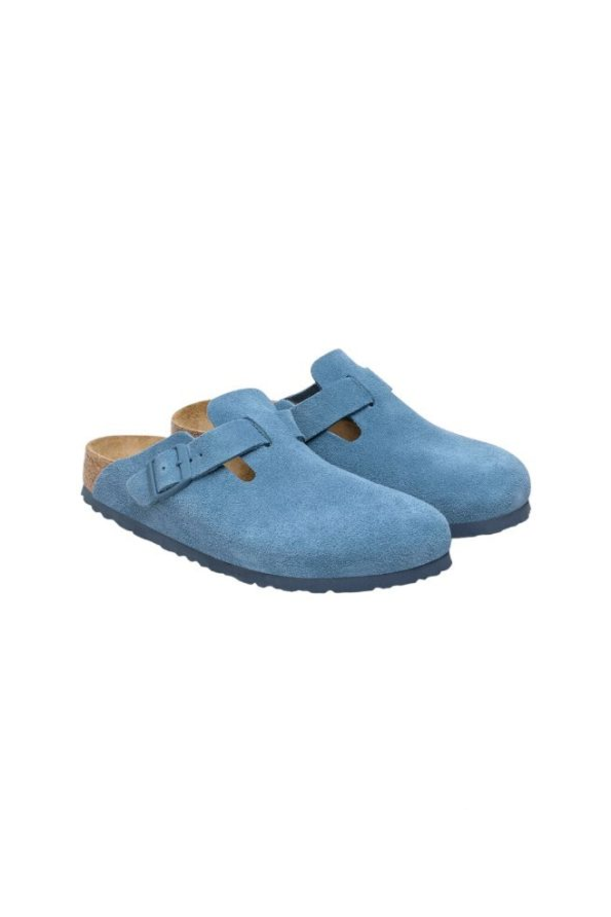 Birkenstock Women's Boston Suede Leather Blue Clogs - Side View