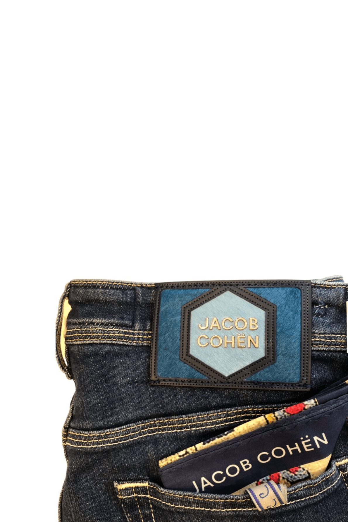 Jacob Cohën Men's Slim Fit Jeans Blue - Close Up Back Logo Patch