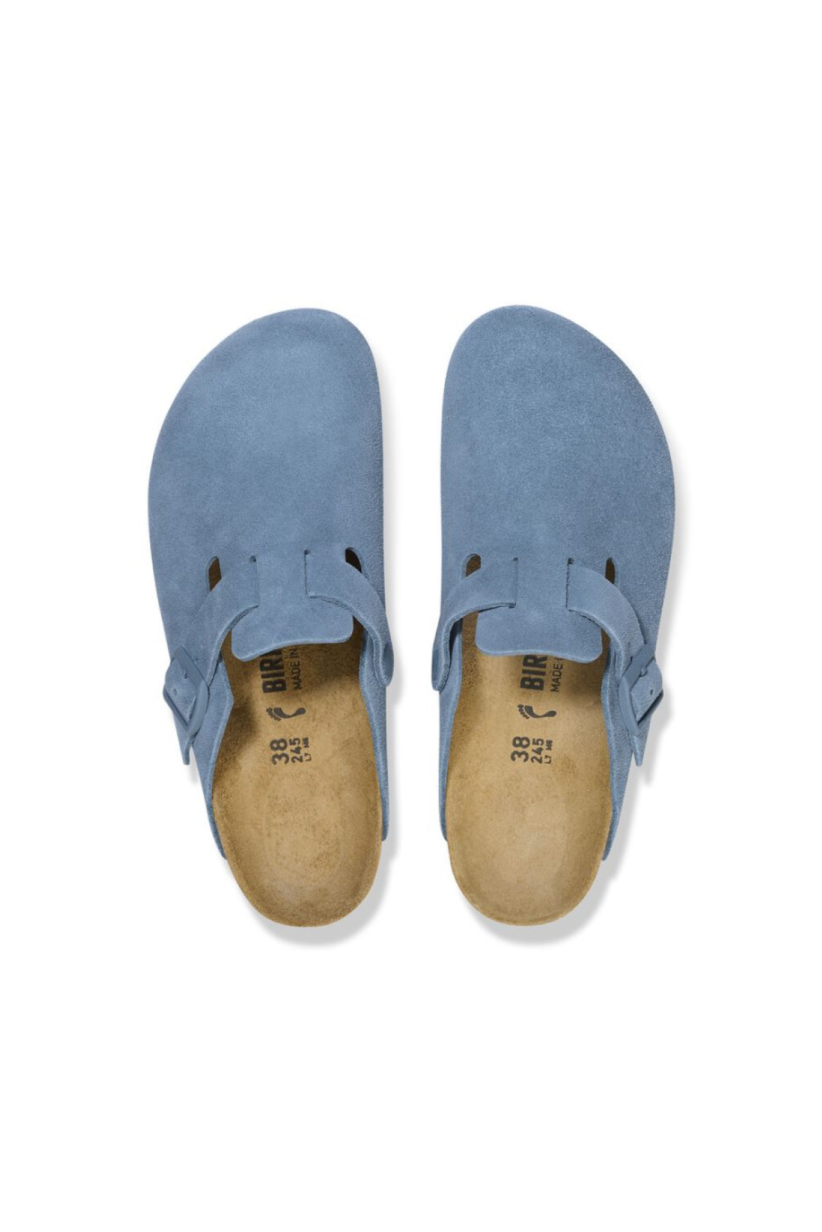 Birkenstock Women's Boston Suede Leather Blue Clogs - Top View