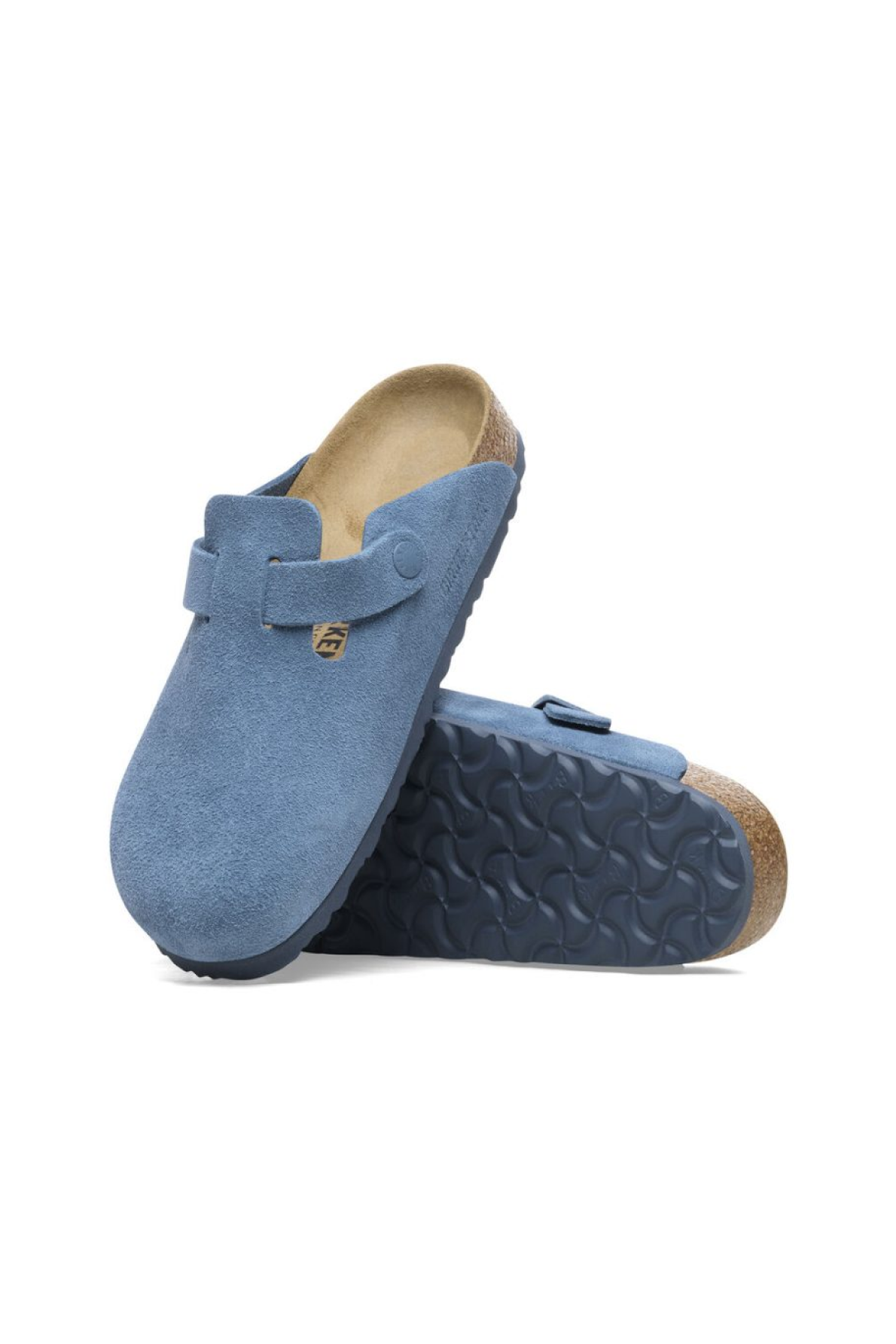 Birkenstock Women's Boston Suede Leather Blue Clogs - Front View