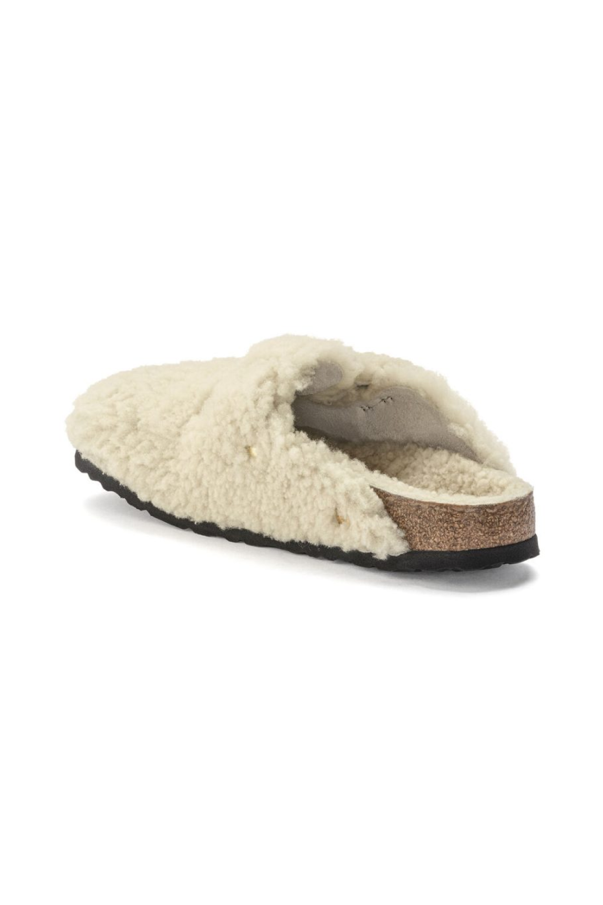 Birkenstock Women's Boston Big Buckle Eggshell Shearling Sandals - Back View