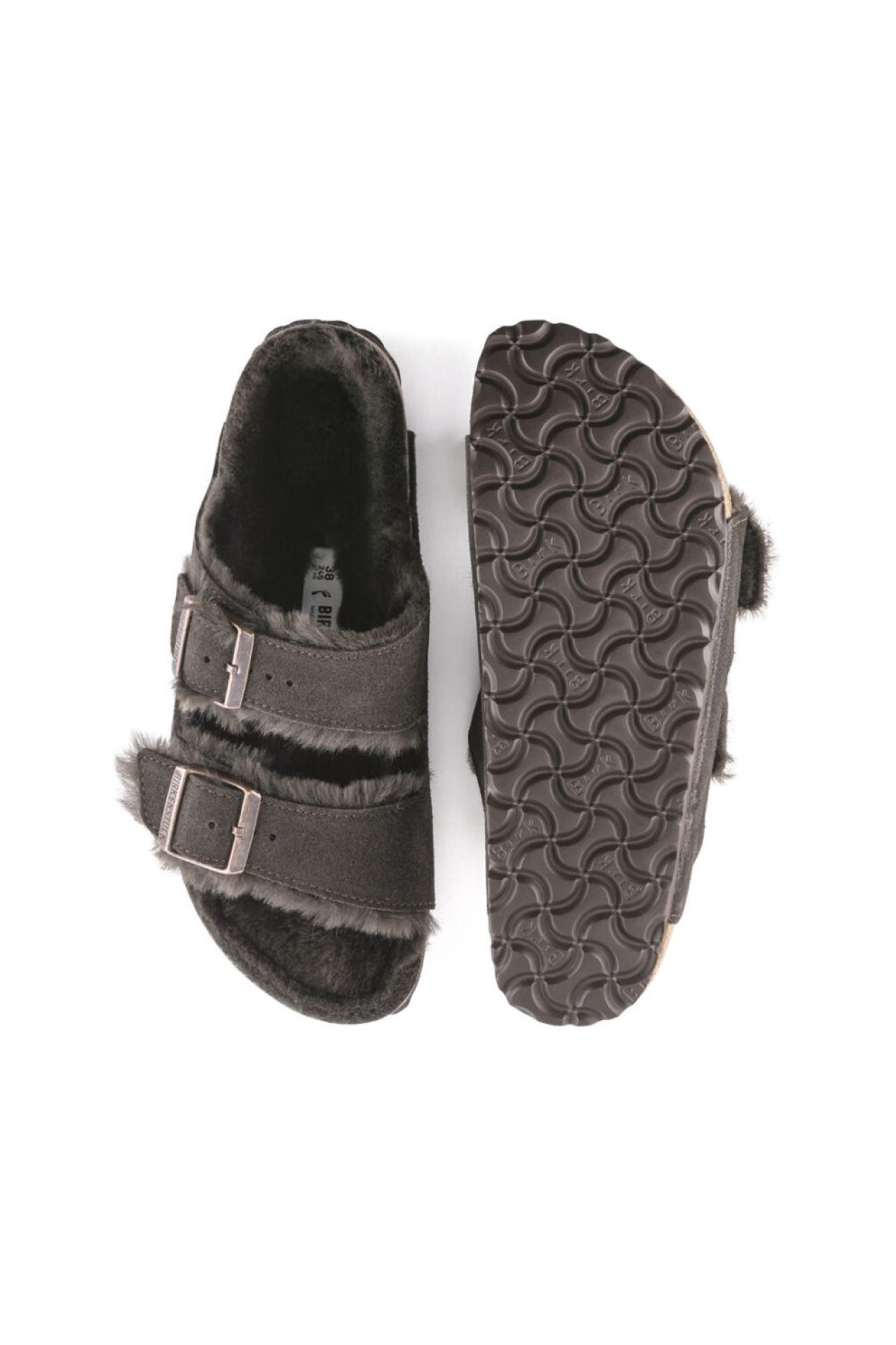 Birkenstock Women's Arizona Shearling Suede Leather Sandals Mocha - Top View