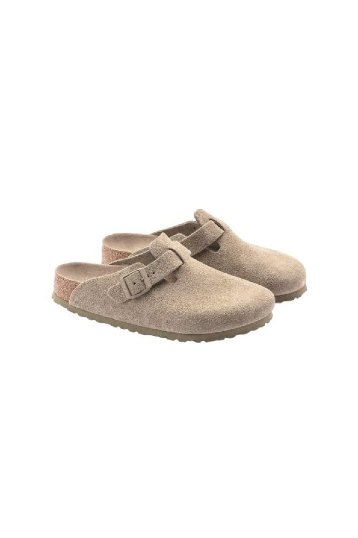 Birkenstock Women's Boston Suede Leather Khaki Clogs - Size View