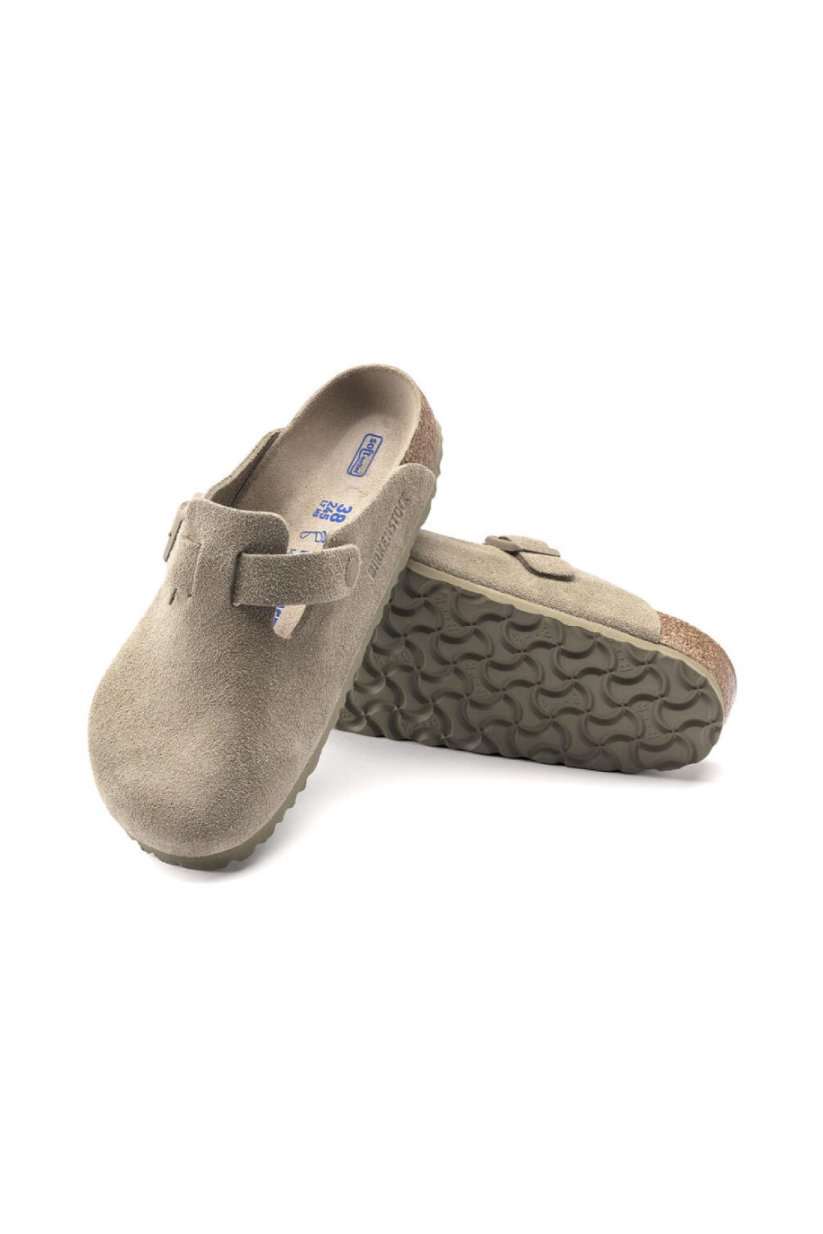 Birkenstock Women's Boston Suede Leather Khaki Clogs - Front View