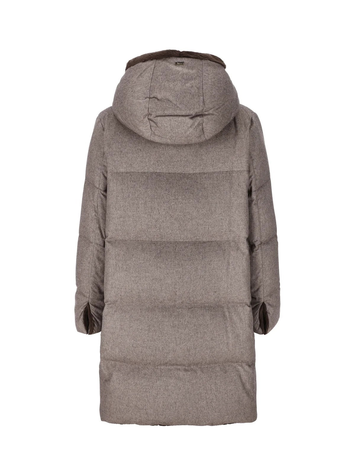 Herno Women’s Cashmere Silk And Faux Fur Parka Light Taupe -  Back View