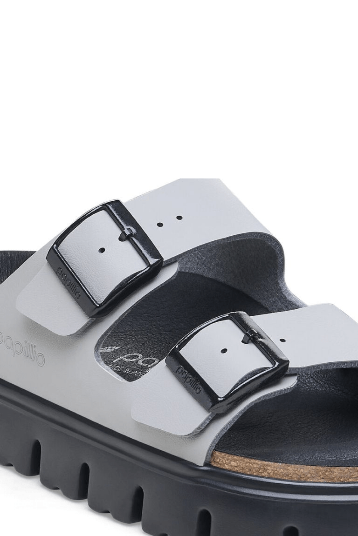 Birkenstock Women's Arizona Chunky Birko-Flor Sandals Grey - Close Up Buckle